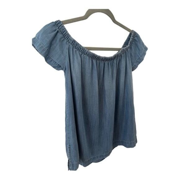 Cloth & Stone Denim Chambray 100% Tencel Off the Shoulder Blouse Top - Size XS - Picture 12 of 12